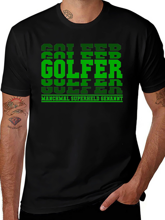 Golfer Superhero Tee - German Text Funny Golf Shirt