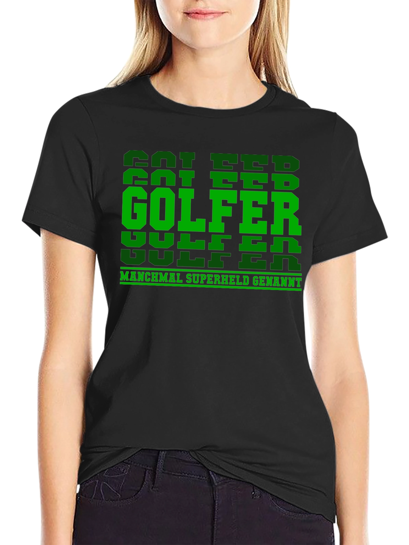 Golfer Superhero Tee - German Text Funny Golf Shirt
