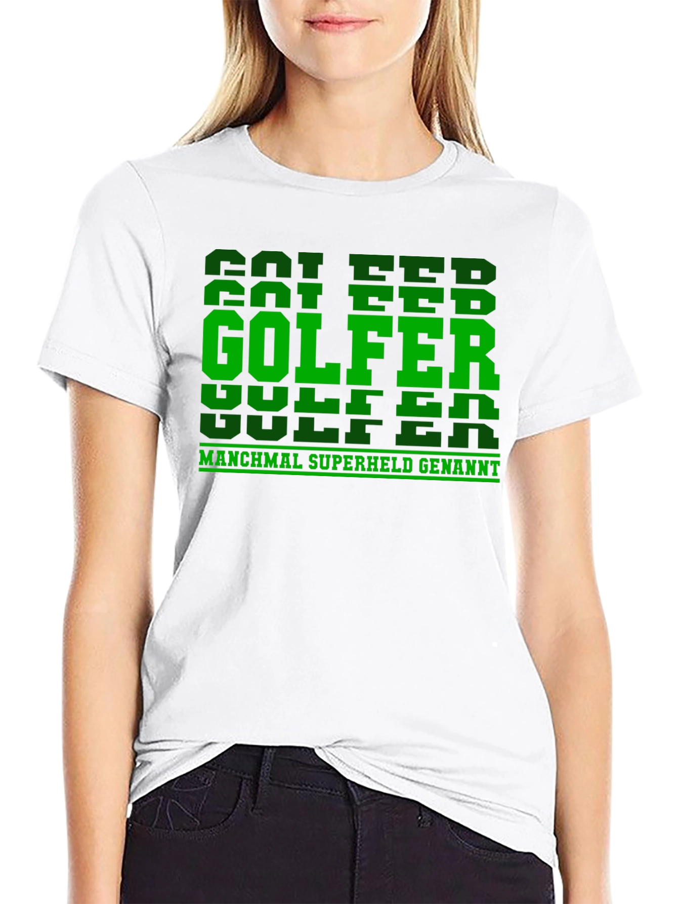 Golfer Superhero Tee - German Text Funny Golf Shirt