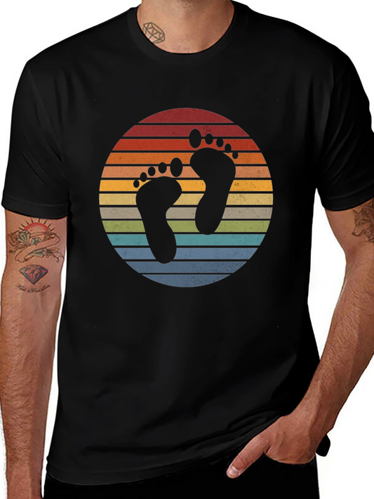 Retro Sunset Footprint Graphic T-Shirt