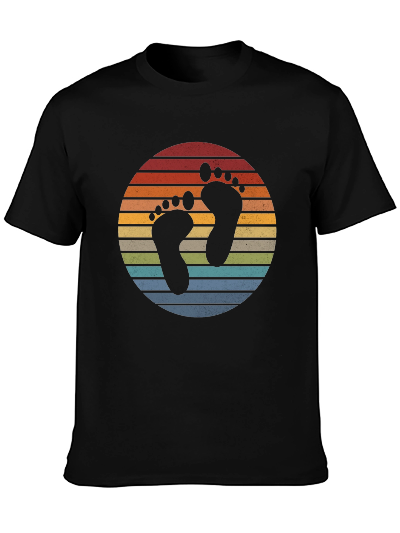 Retro Sunset Footprint Graphic T-Shirt