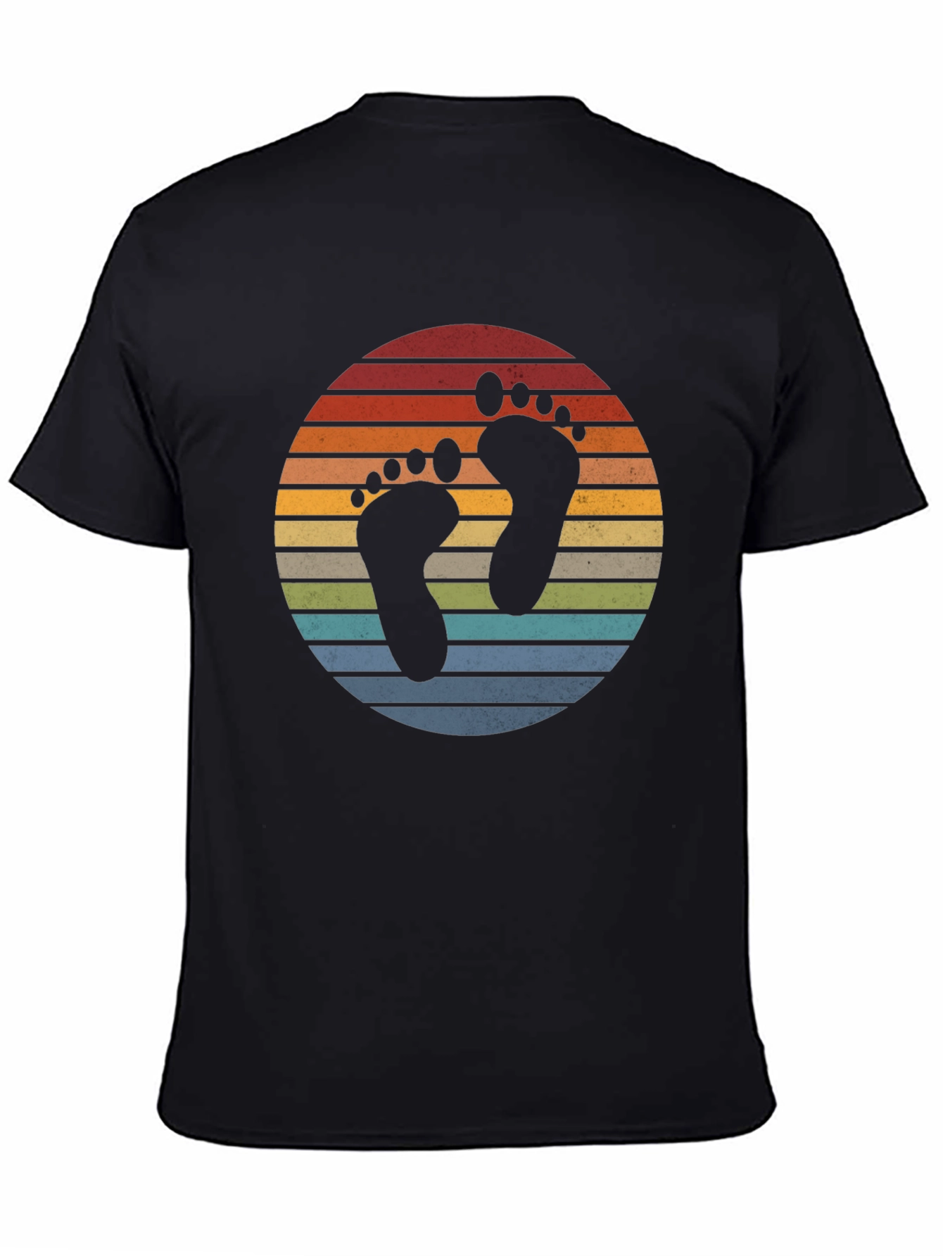 Retro Sunset Footprint Graphic T-Shirt