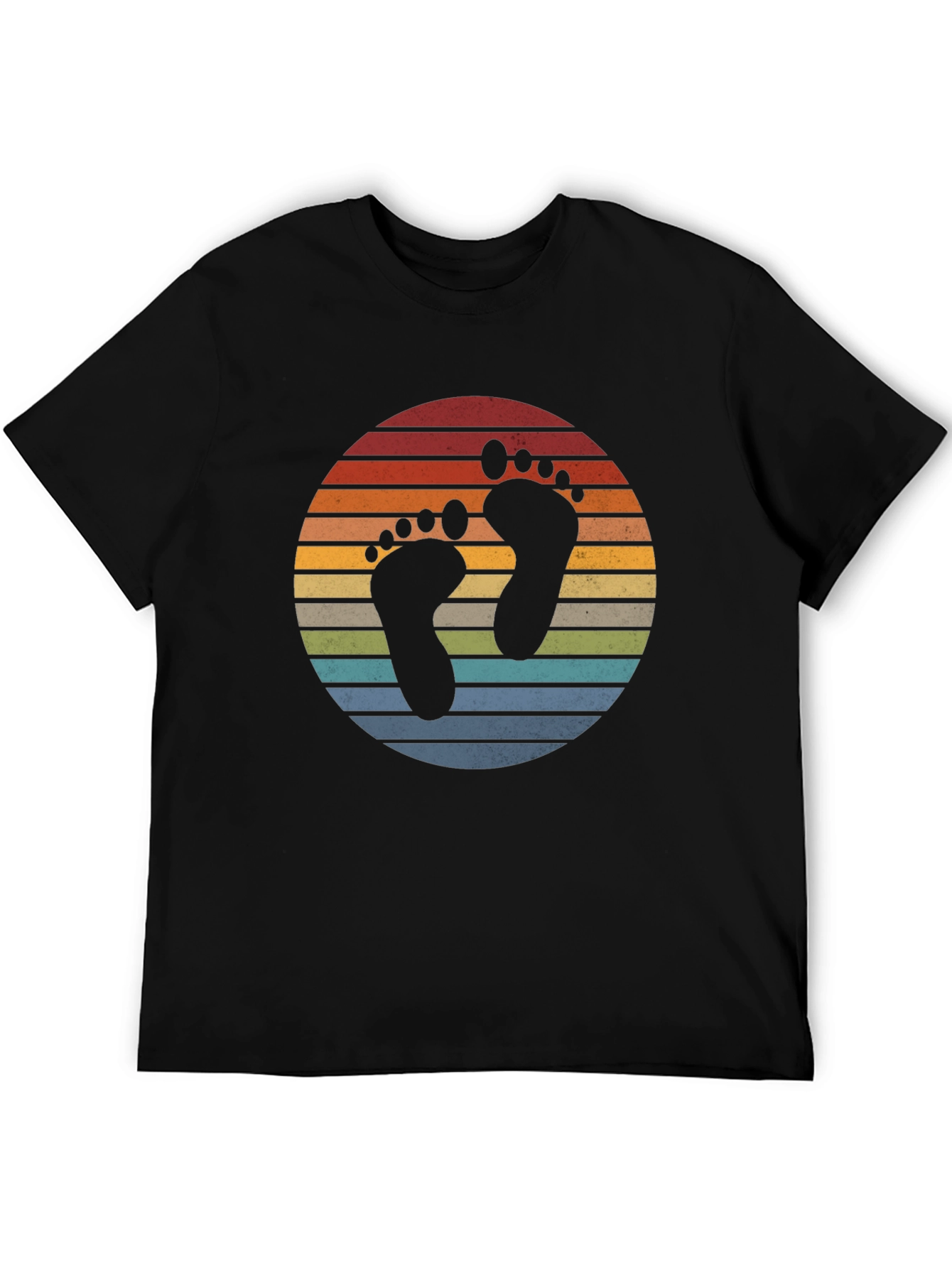 Retro Sunset Footprint Graphic T-Shirt