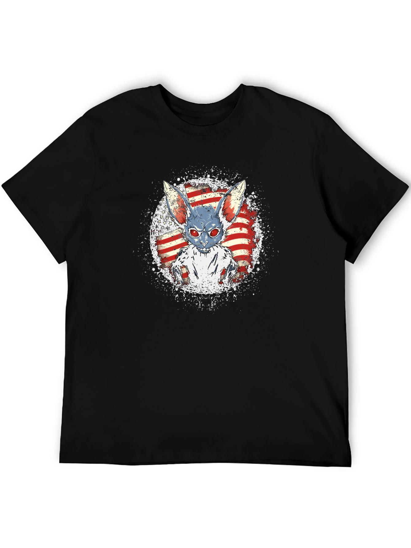 American Flag Zombie Rabbit Graphic T-Shirt