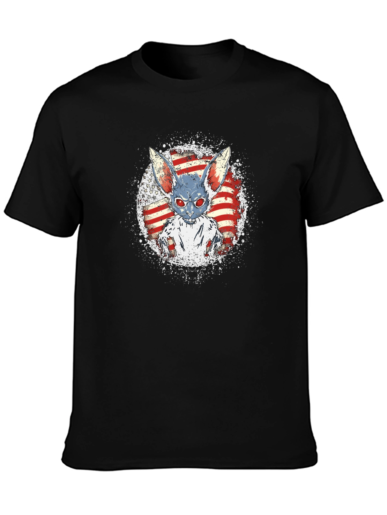 American Flag Zombie Rabbit Graphic T-Shirt