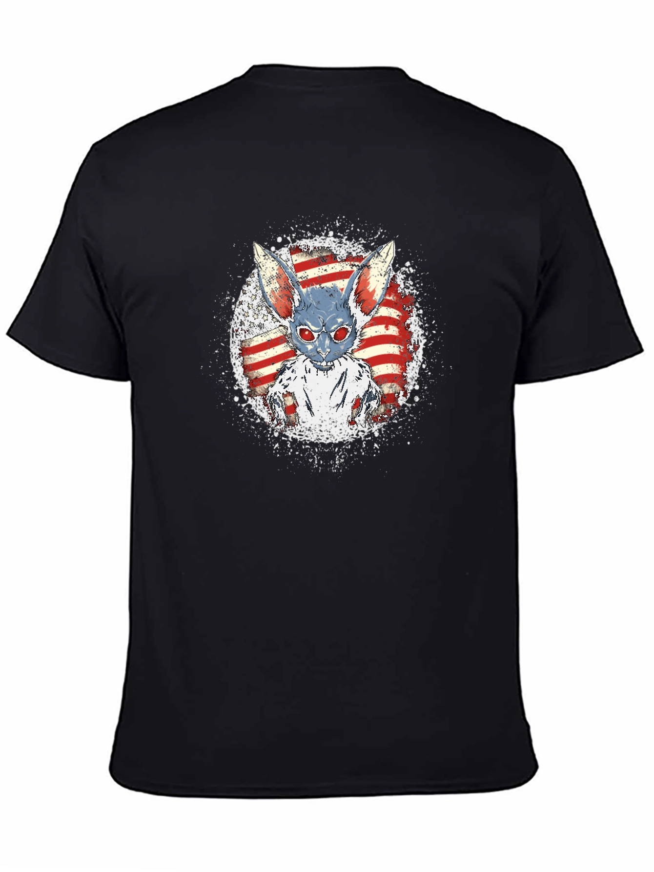 American Flag Zombie Rabbit Graphic T-Shirt