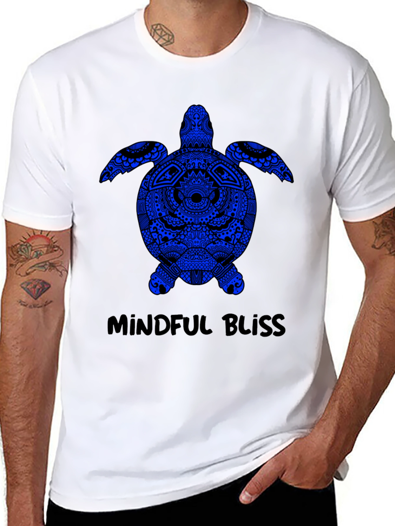 Mindful Bliss Sea Turtle Graphic Tee - Black