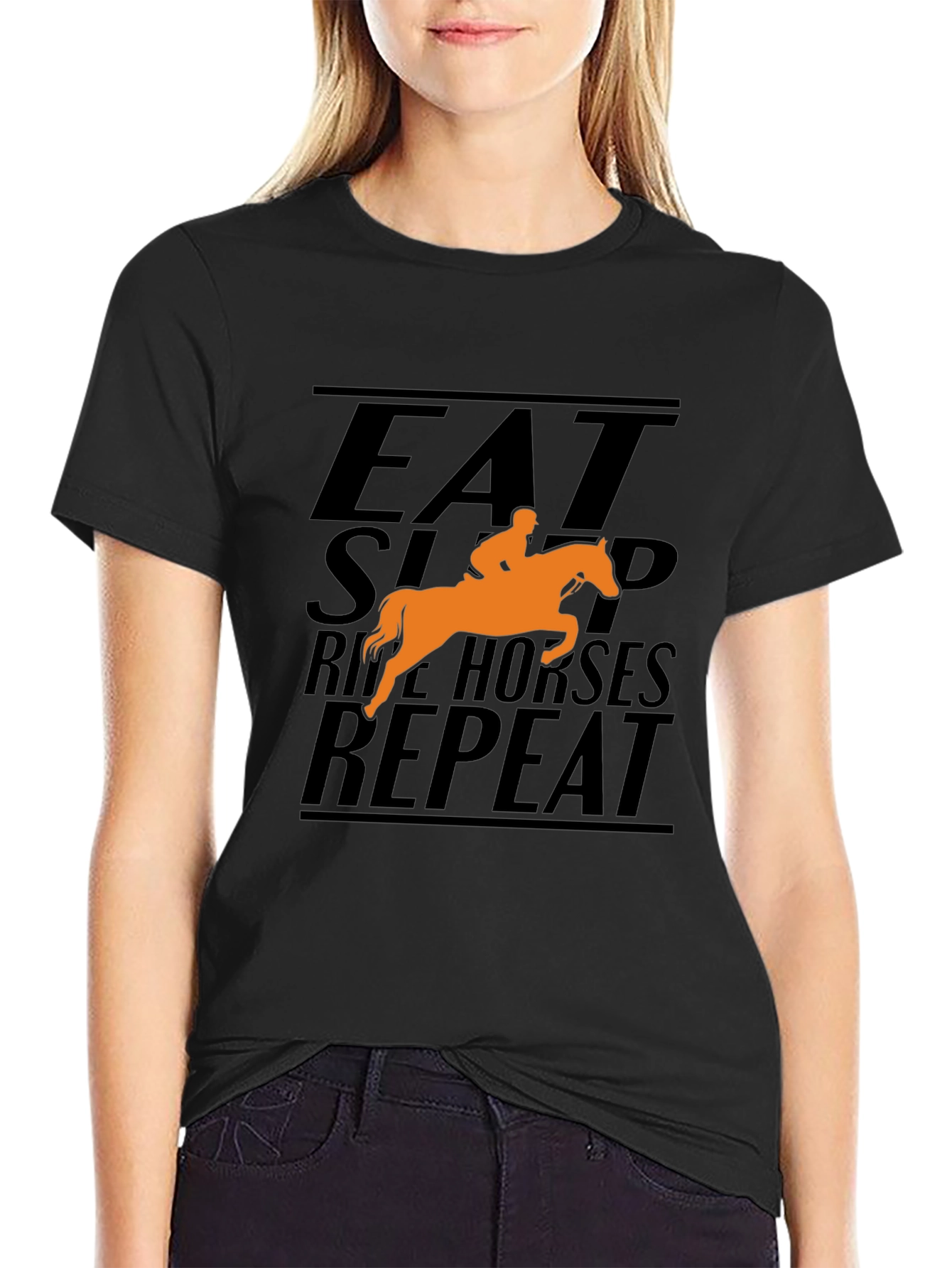 Eat Sleep Ride Horses Repeat Graphic T-Shirt