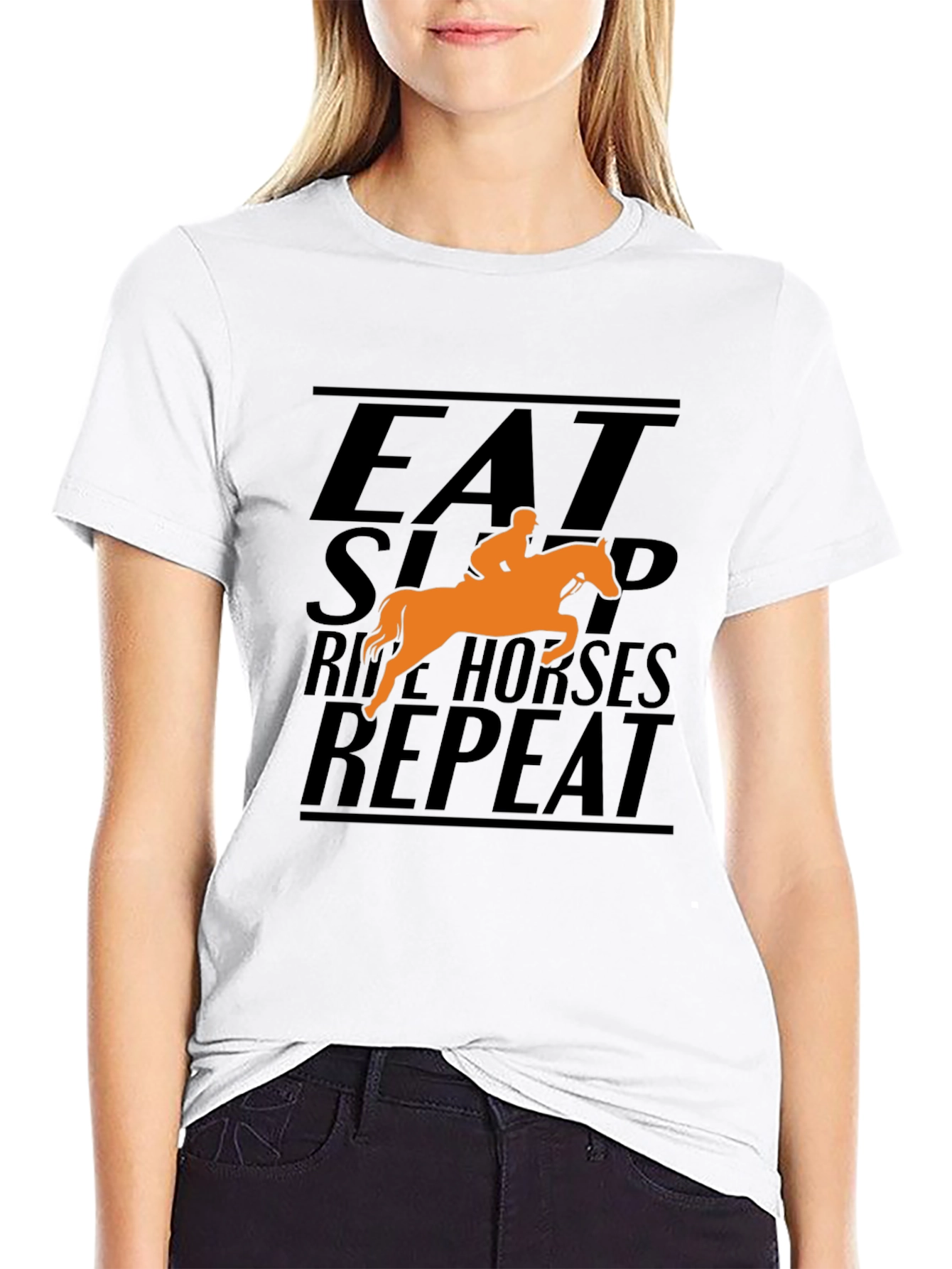 Eat Sleep Ride Horses Repeat Graphic T-Shirt