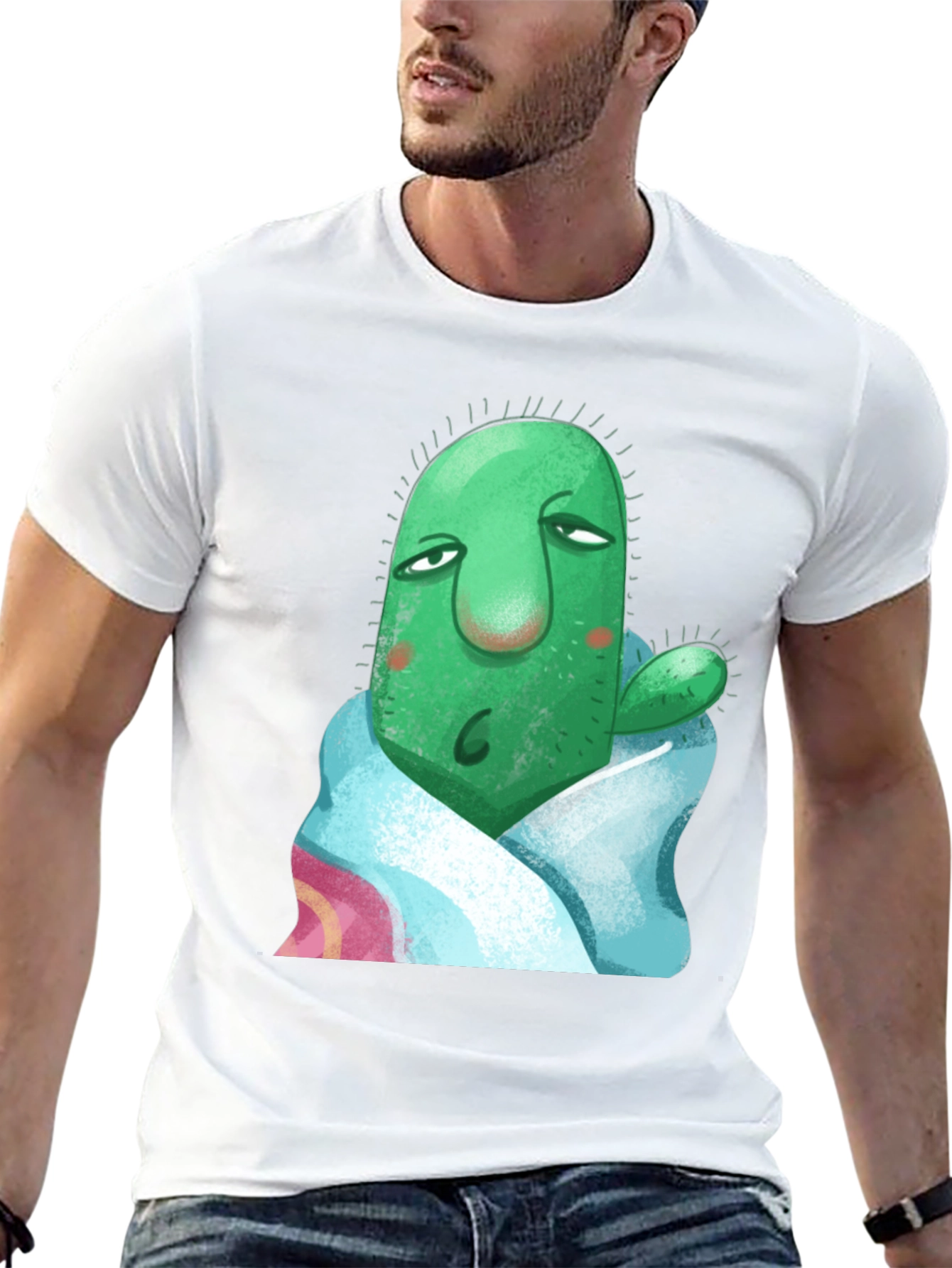 Cactus in Blanket Graphic T-Shirt - Unique Design