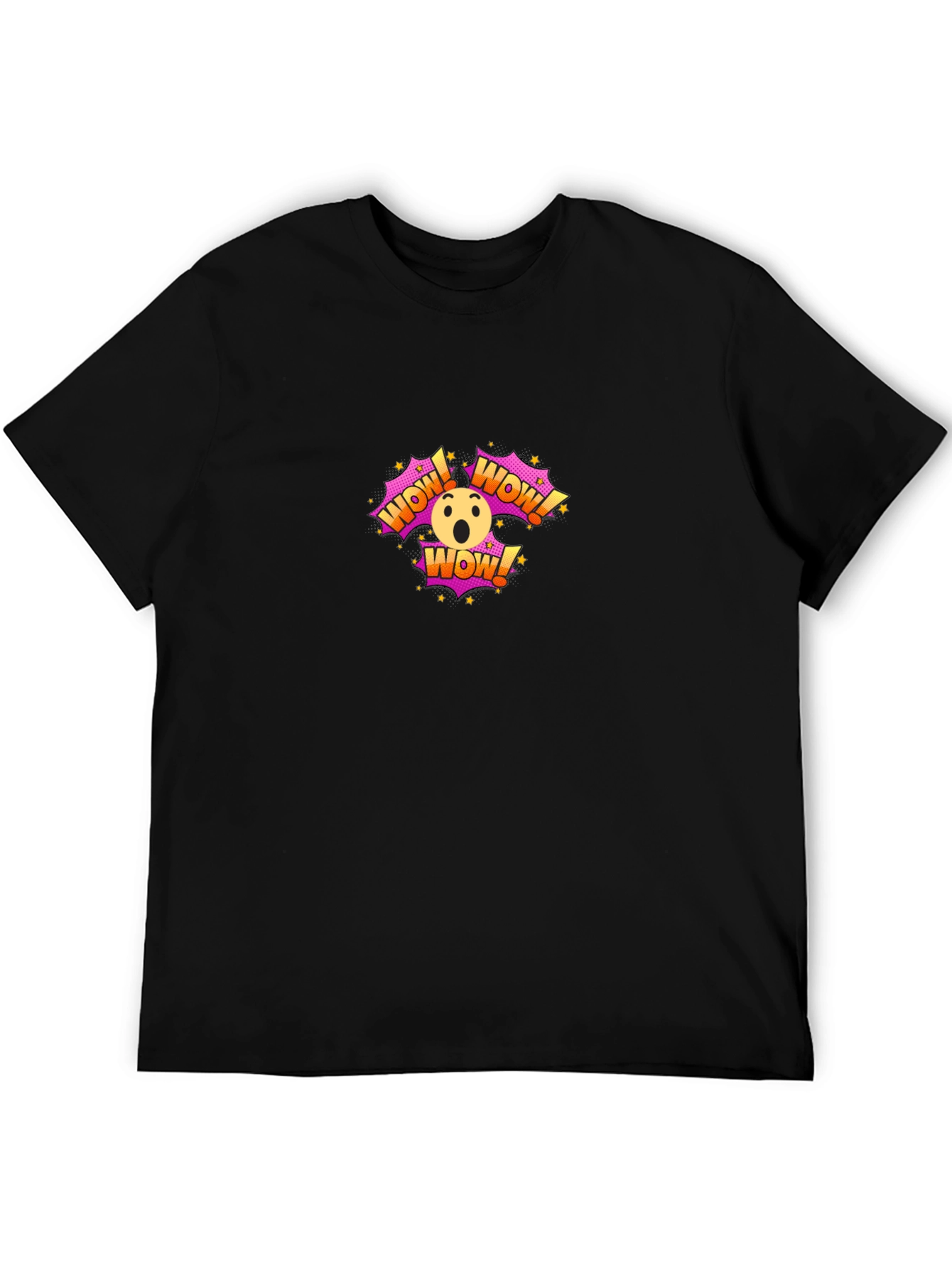 WOW! Emoji Graphic Print Black T-Shirt