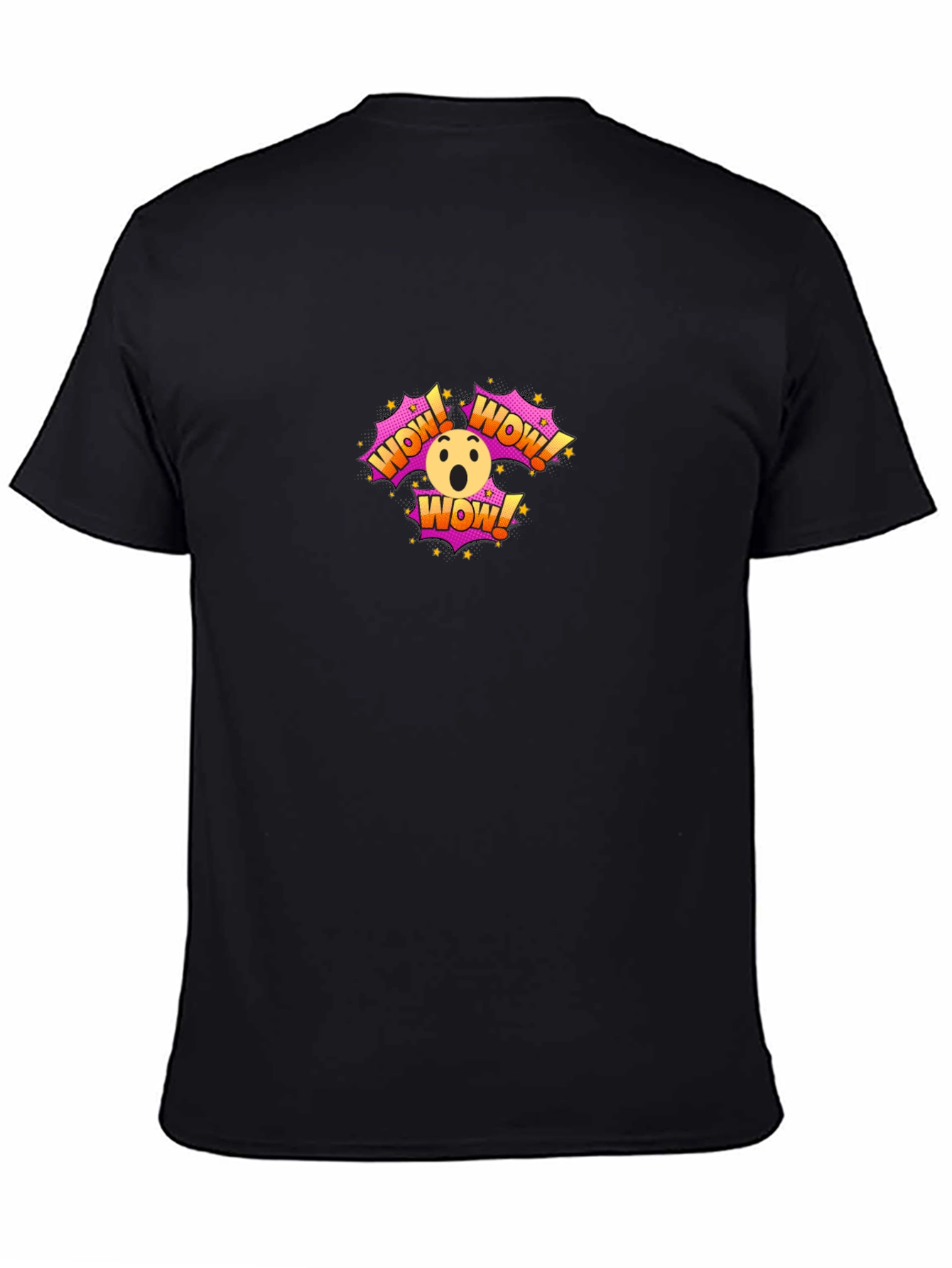 WOW! Emoji Graphic Print Black T-Shirt