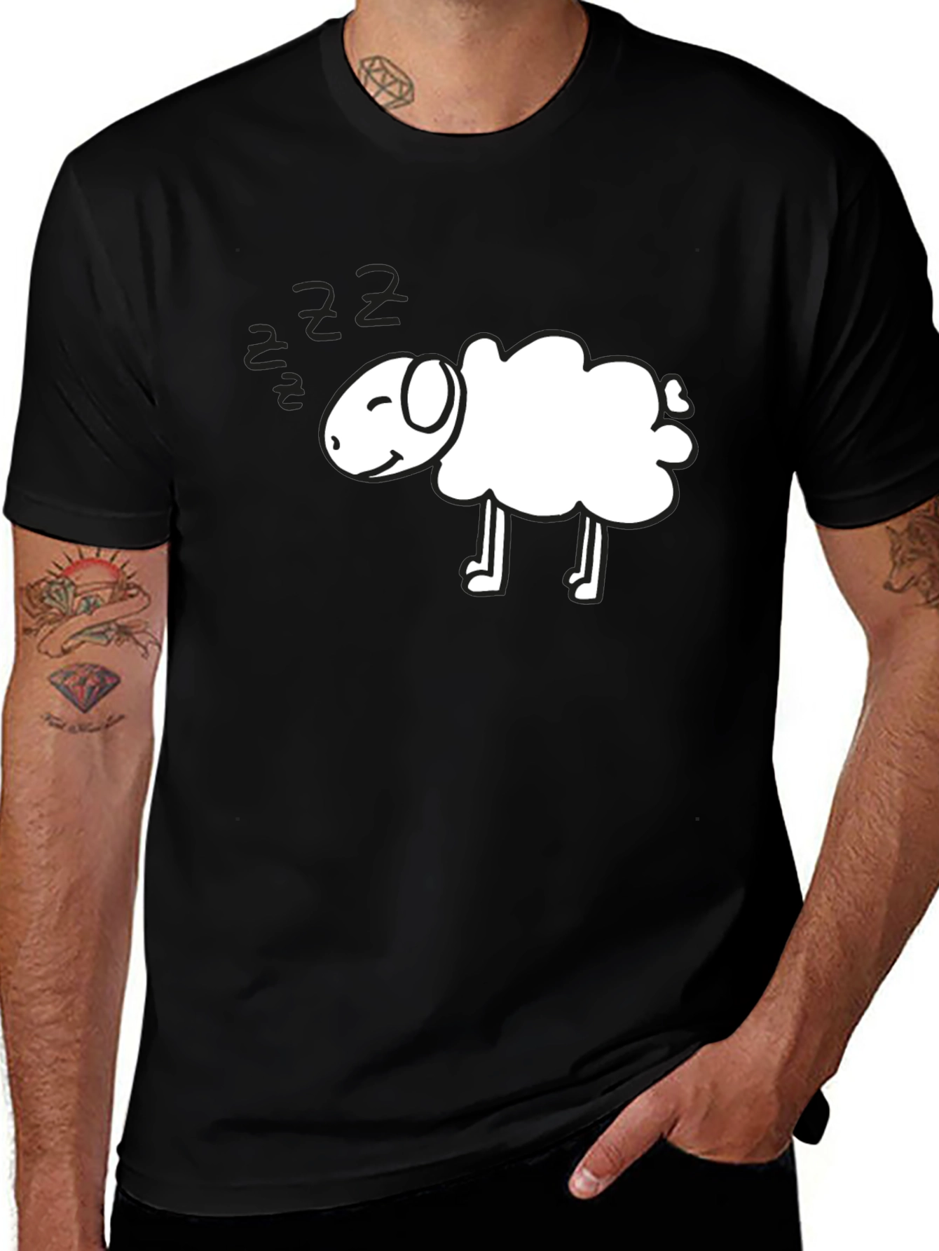 Cute Sheep Cartoon Graphic T-Shirt