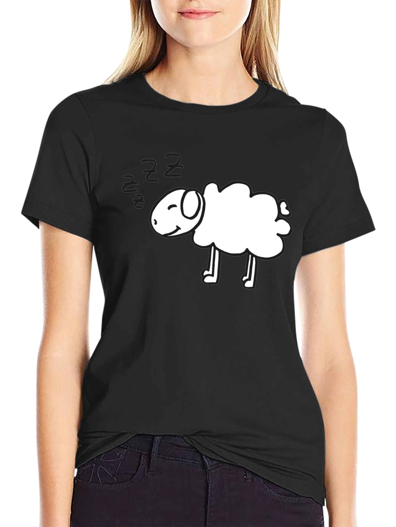 Cute Sheep Cartoon Graphic T-Shirt