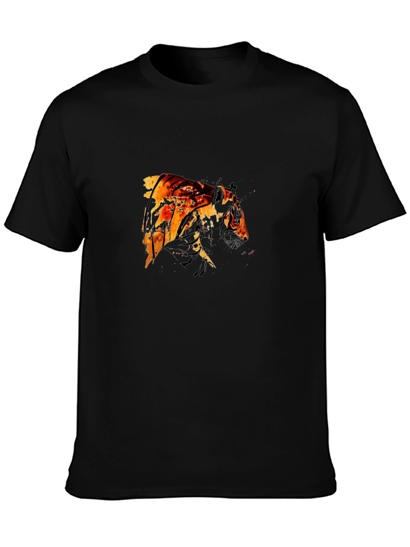 Fiery Tiger Graphic Black T-Shirt