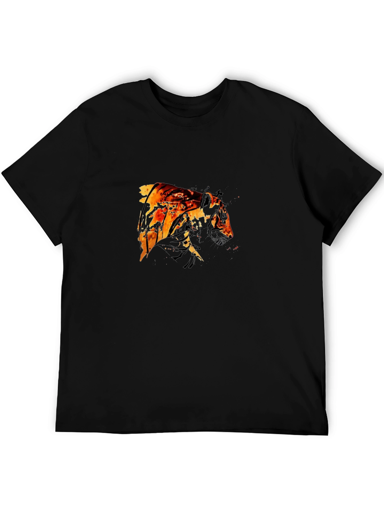Fiery Tiger Graphic Black T-Shirt