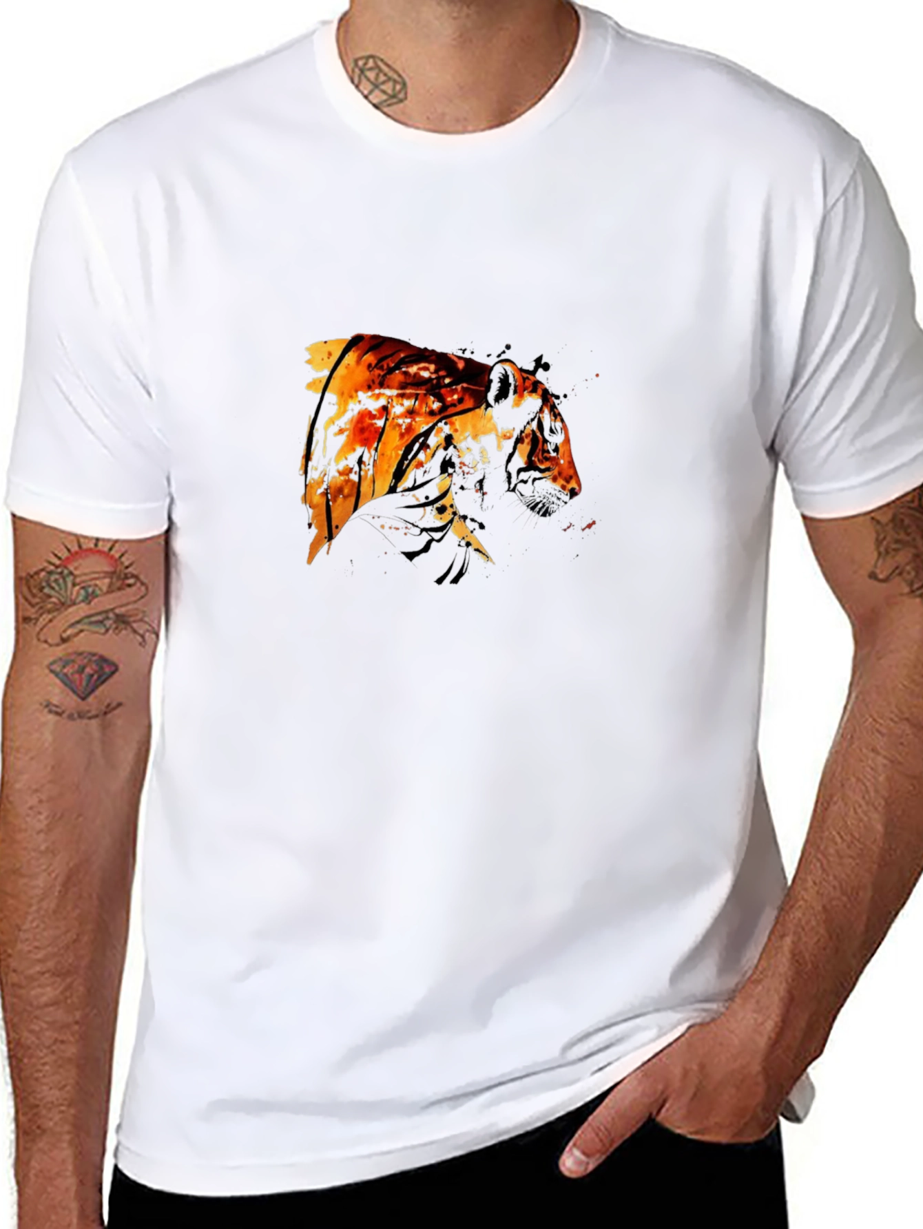 Fiery Tiger Graphic Black T-Shirt