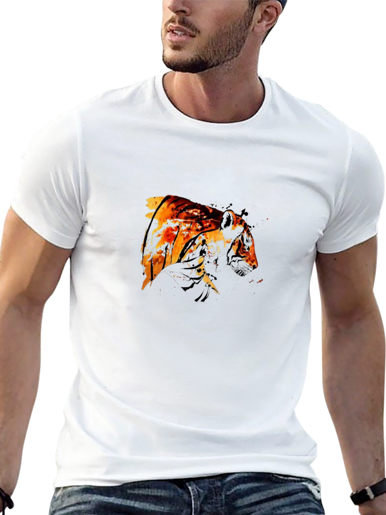 Fiery Tiger Graphic Black T-Shirt