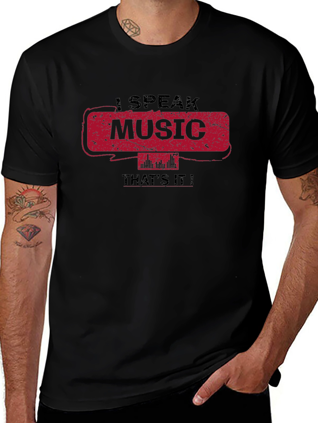 I Speak Music Black Graphic Tee