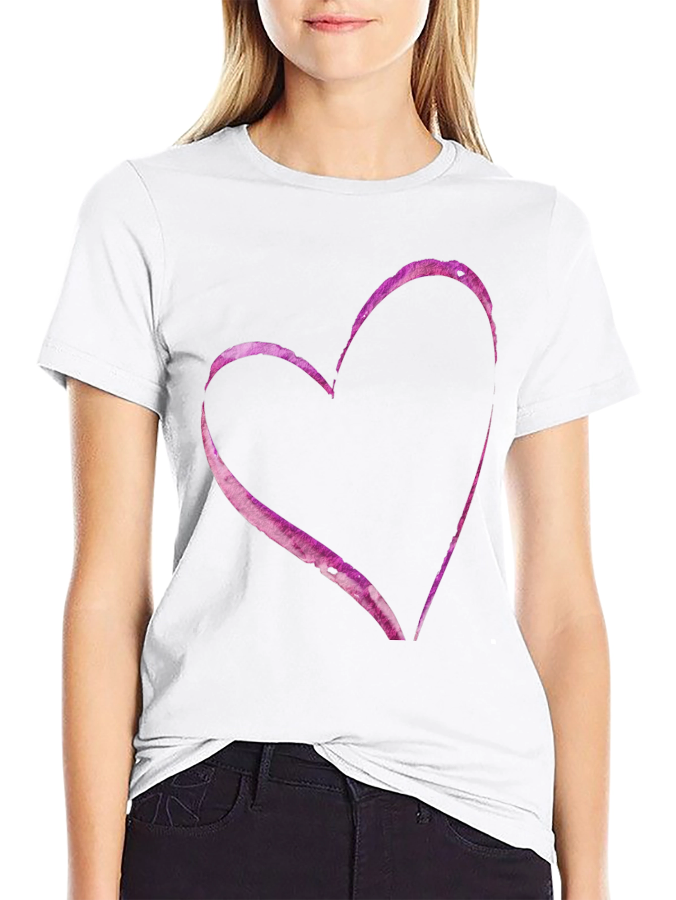 Heart Print Casual T-Shirt