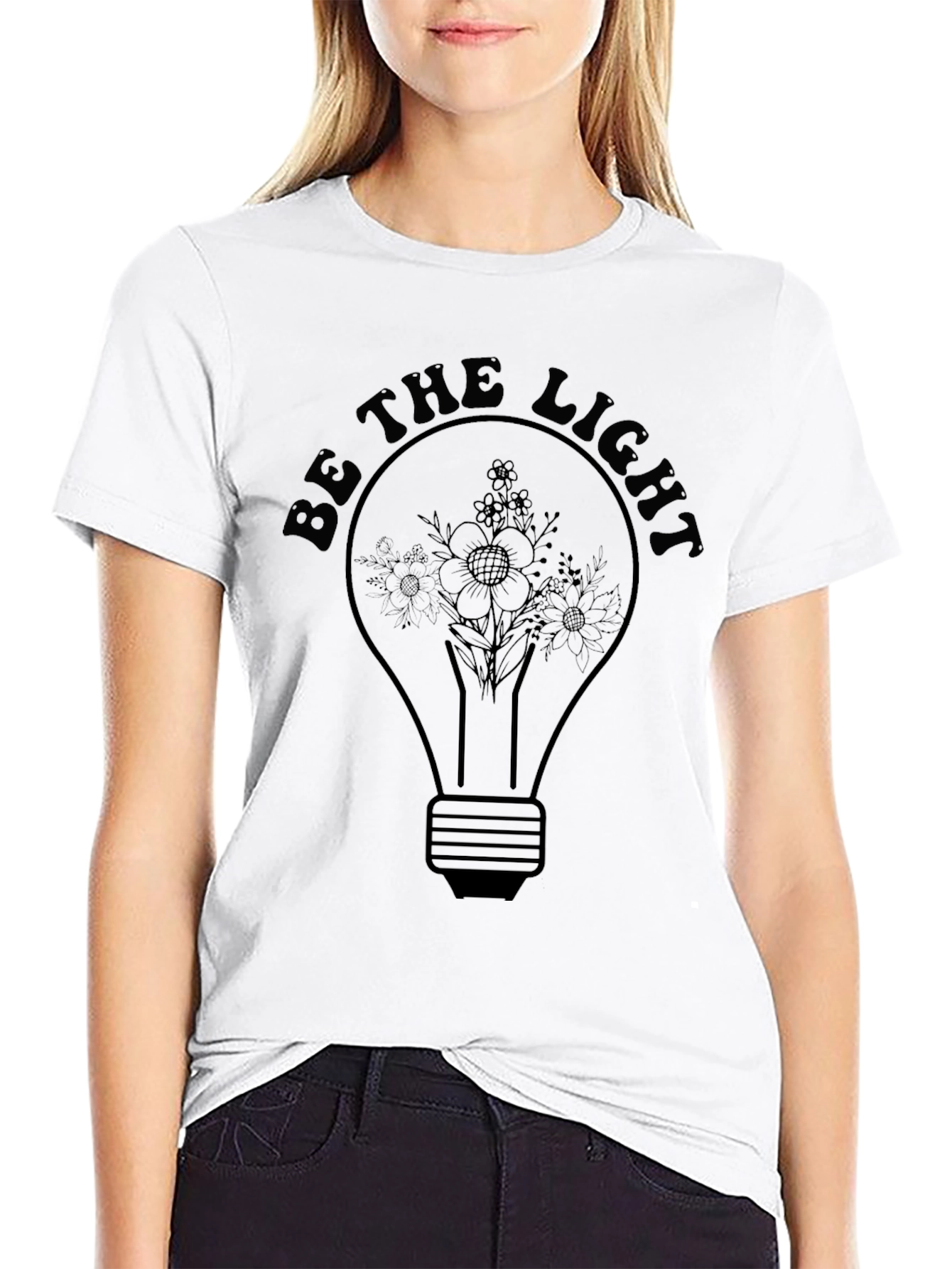 Be The Light Floral Bulb T-Shirt