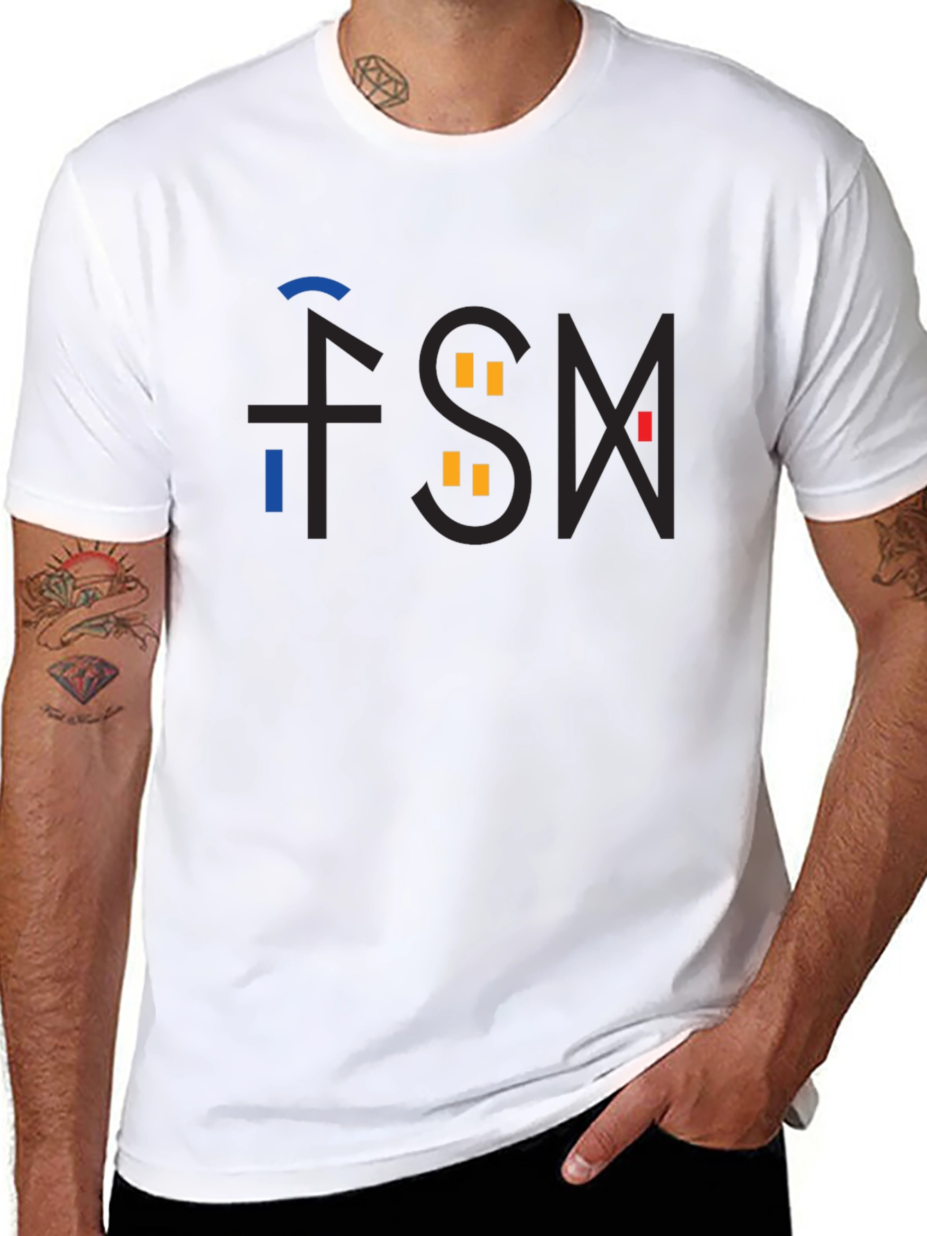 Abstract FSM Graphic Black T-Shirt
