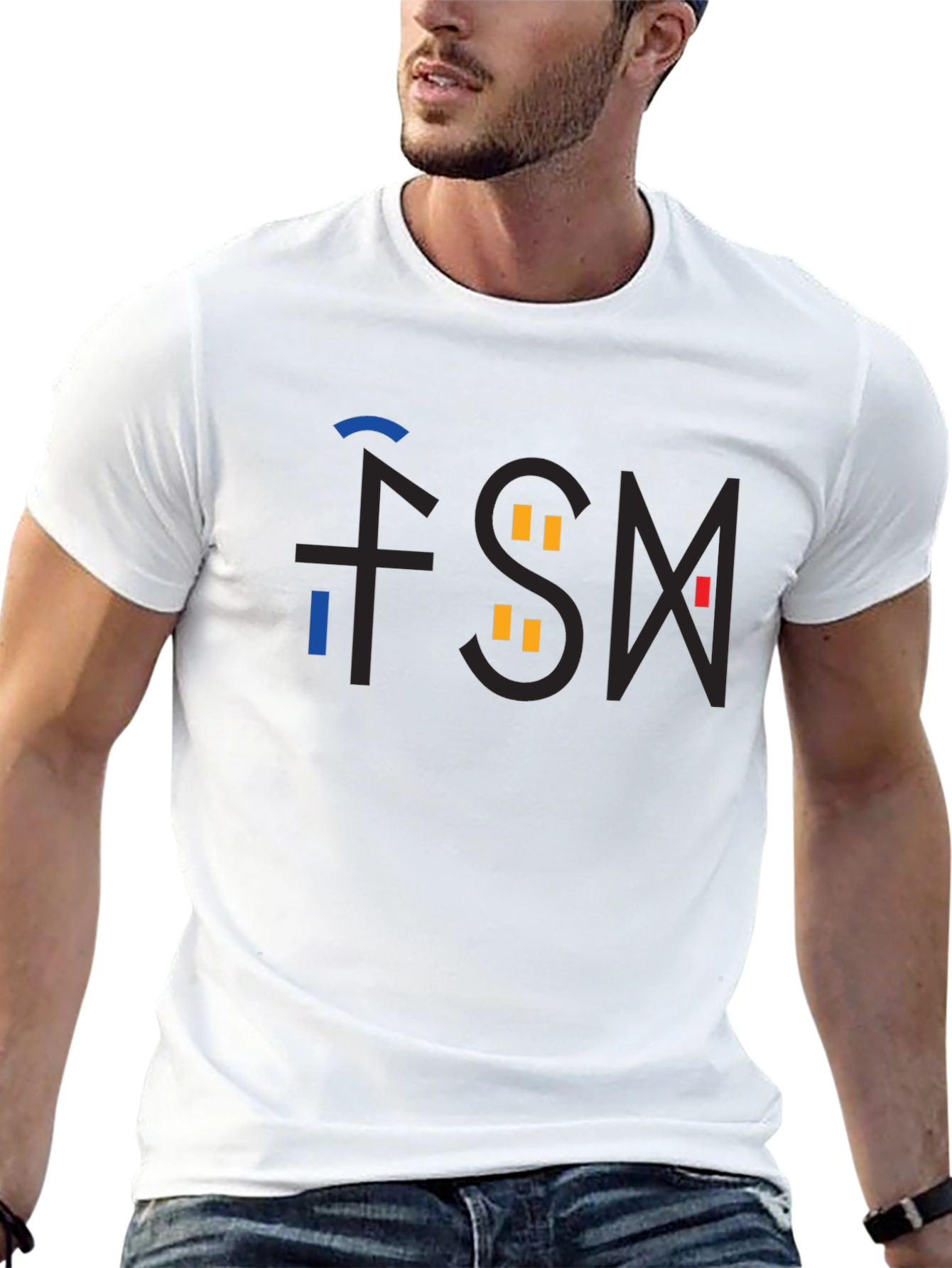 Abstract FSM Graphic Black T-Shirt