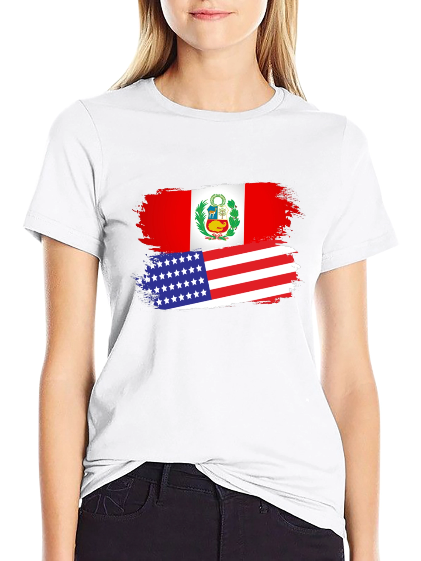 Peru USA Flag Graphic T-Shirt