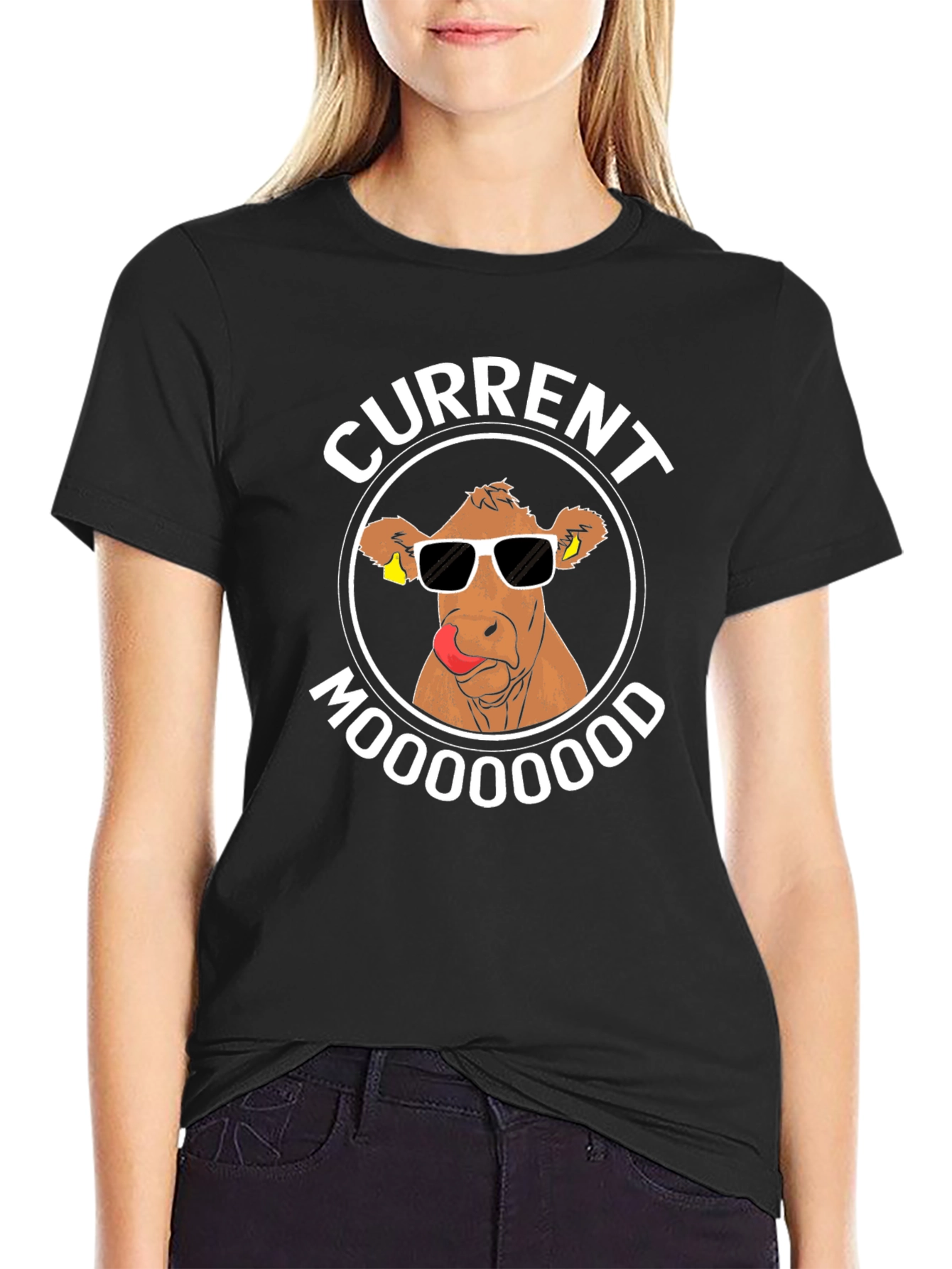 Current Mooood T-Shirt - Funny Cow Design