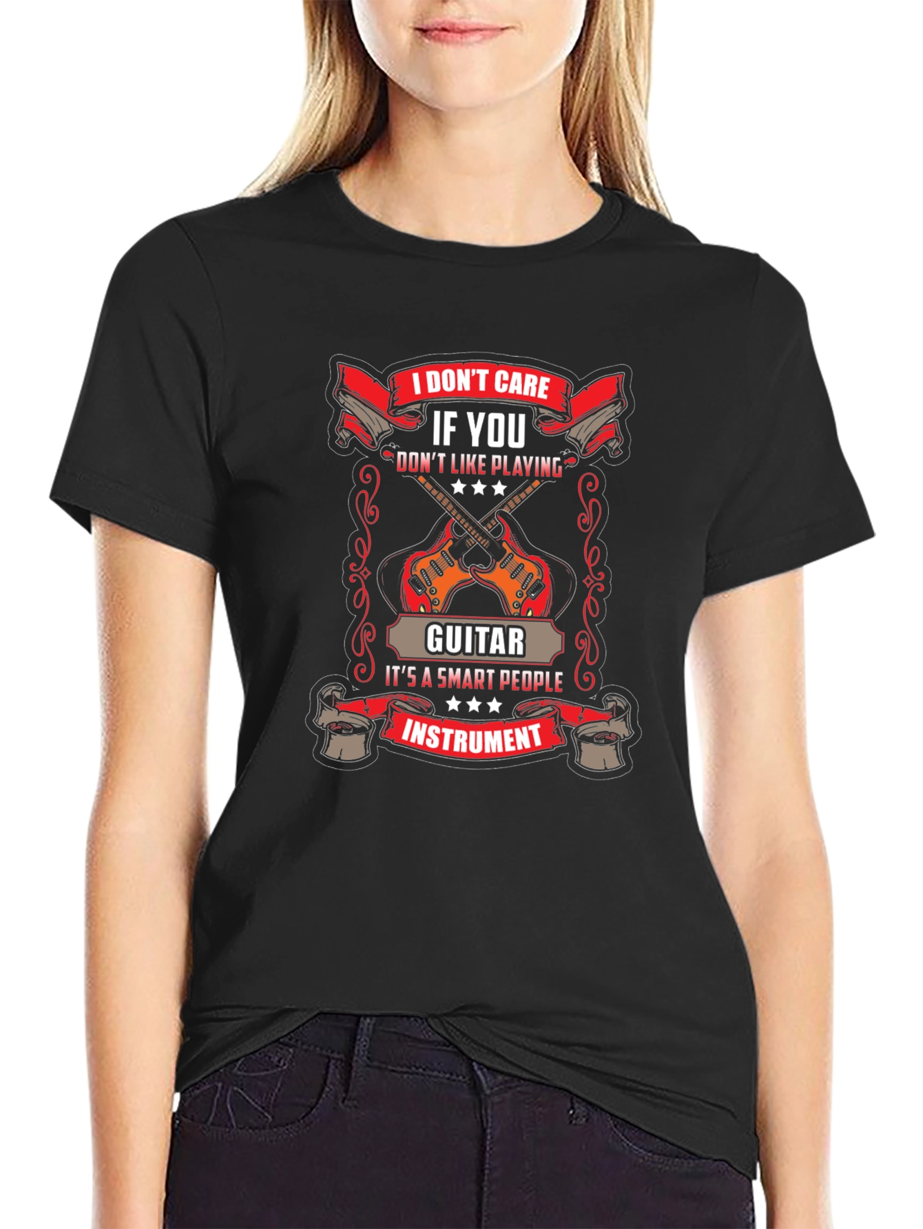 I Dont Care Guitar Player T-Shirt