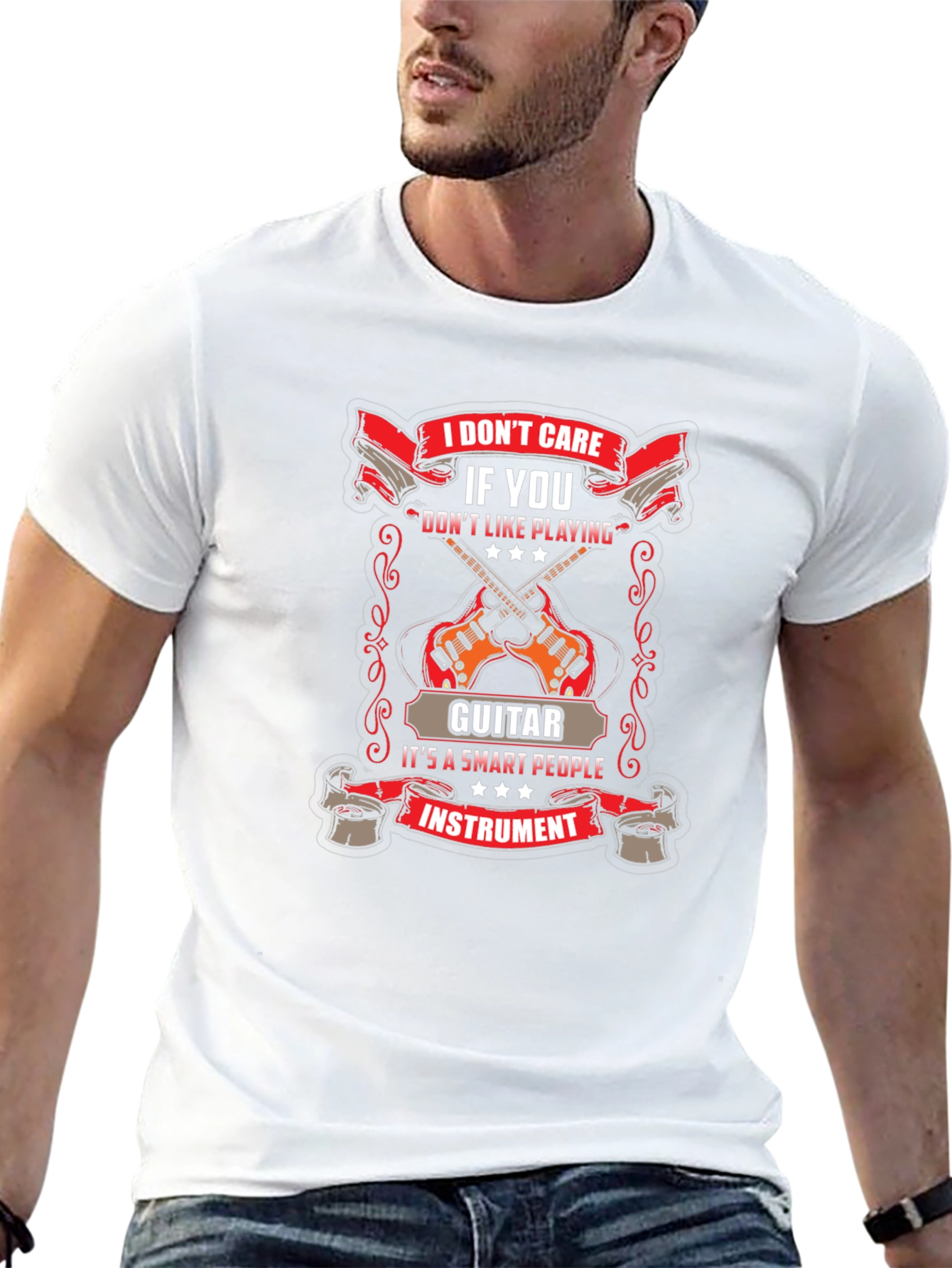 I Dont Care Guitar Player T-Shirt