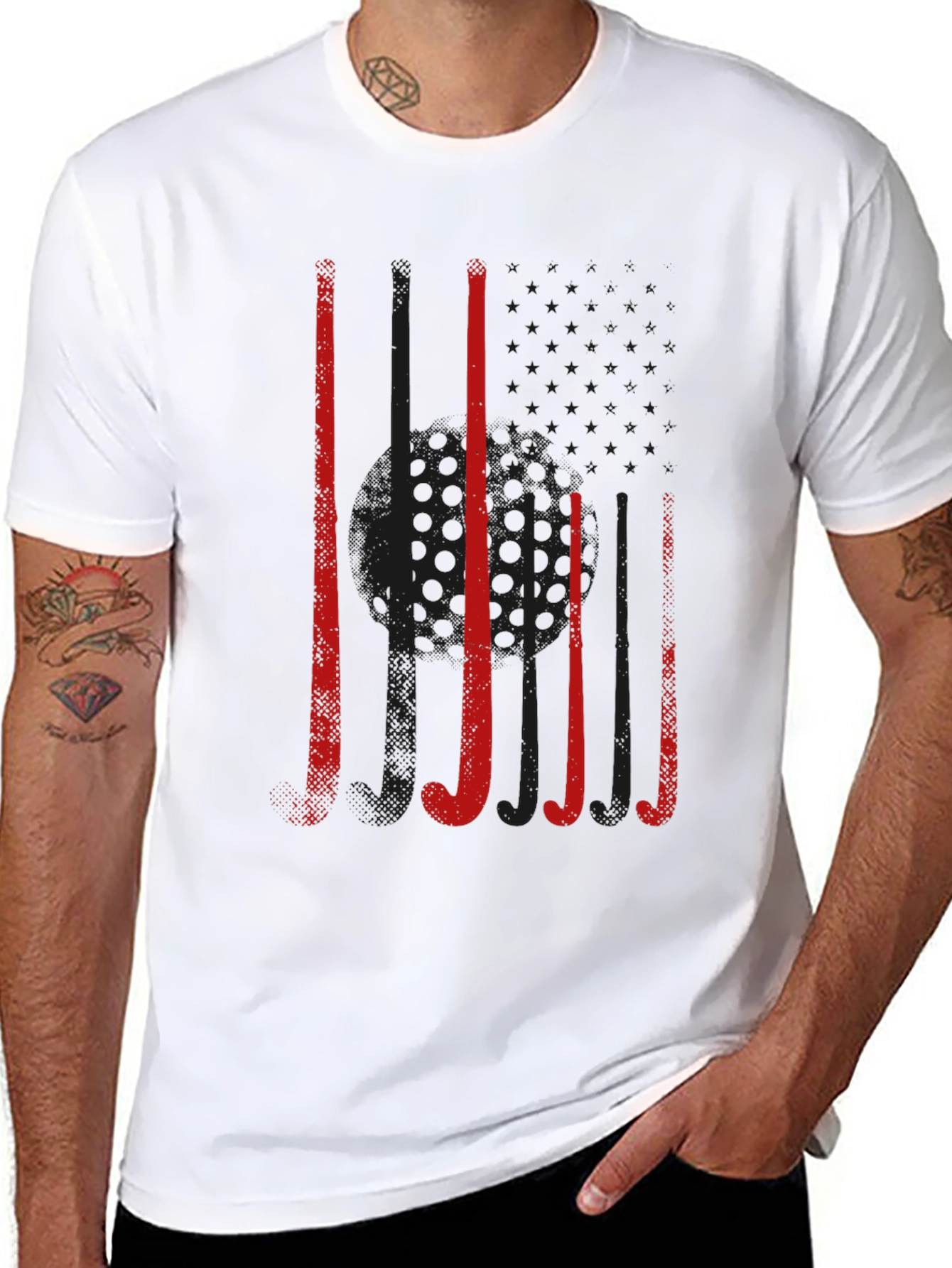 Hockey Sticks Graphic Tee - Black Cotton T-Shirt