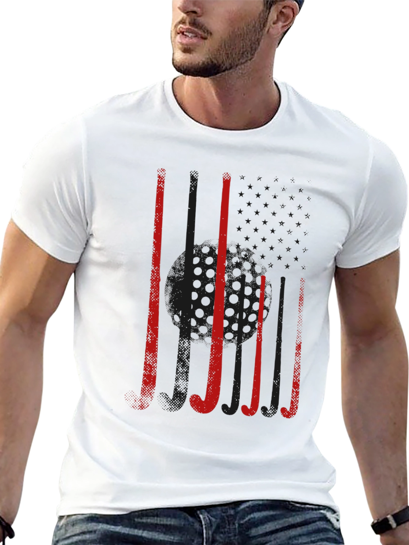 Hockey Sticks Graphic Tee - Black Cotton T-Shirt
