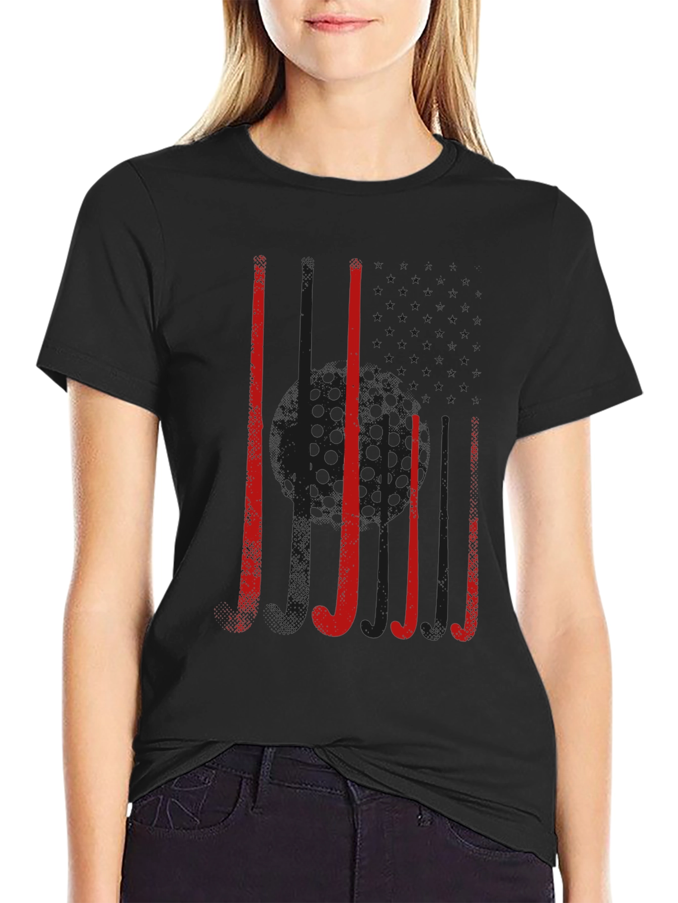Hockey Sticks Graphic Tee - Black Cotton T-Shirt