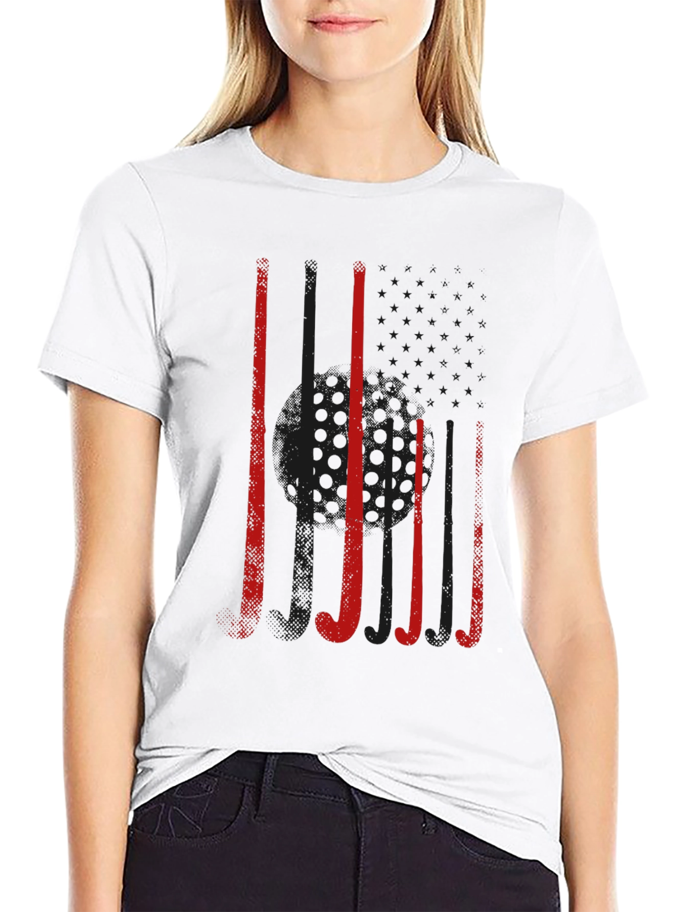 Hockey Sticks Graphic Tee - Black Cotton T-Shirt