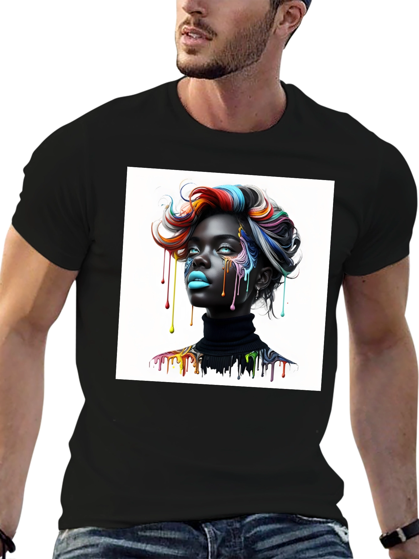 Artistic Woman Graphic Tee - Black