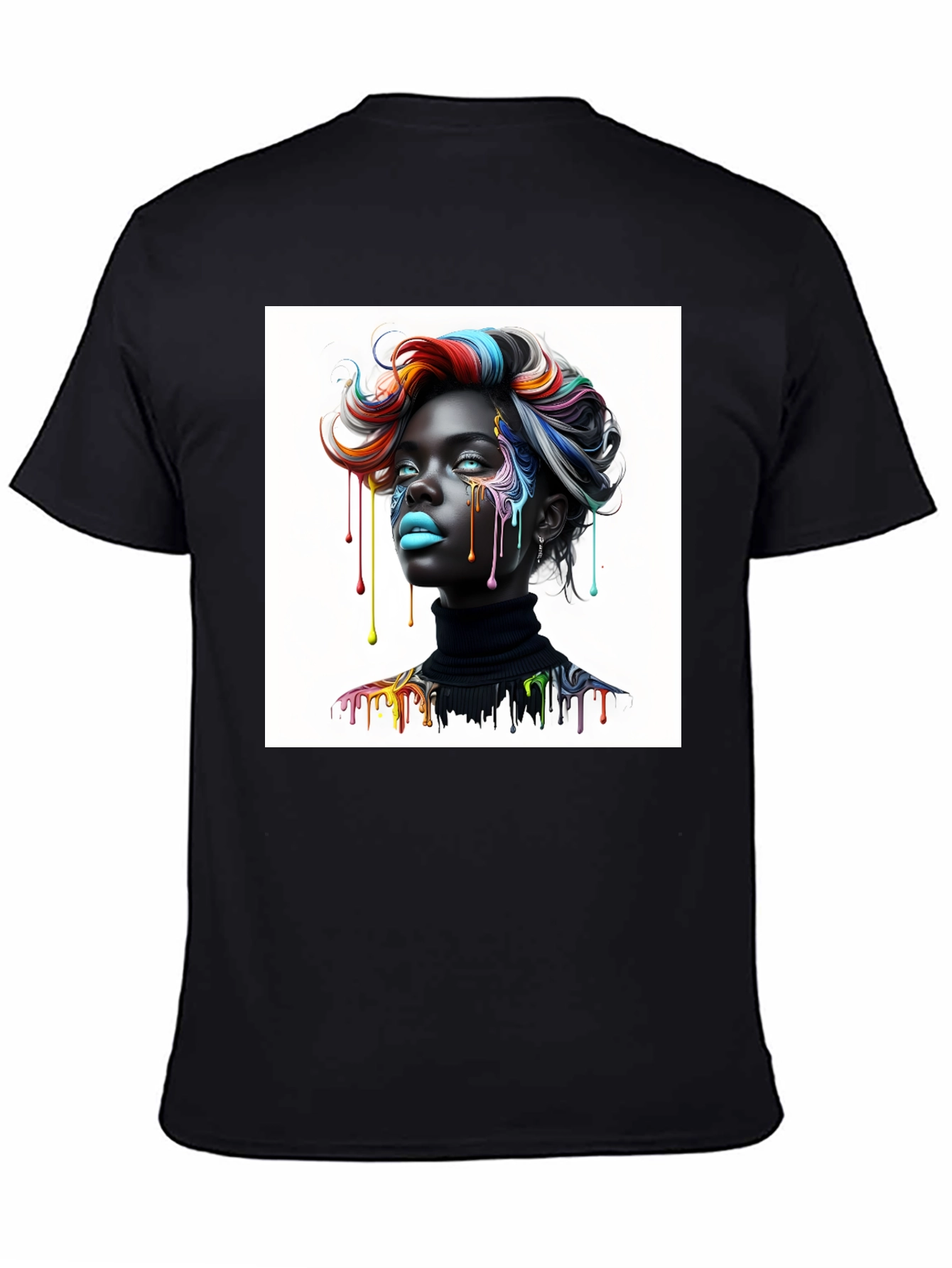 Artistic Woman Graphic Tee - Black