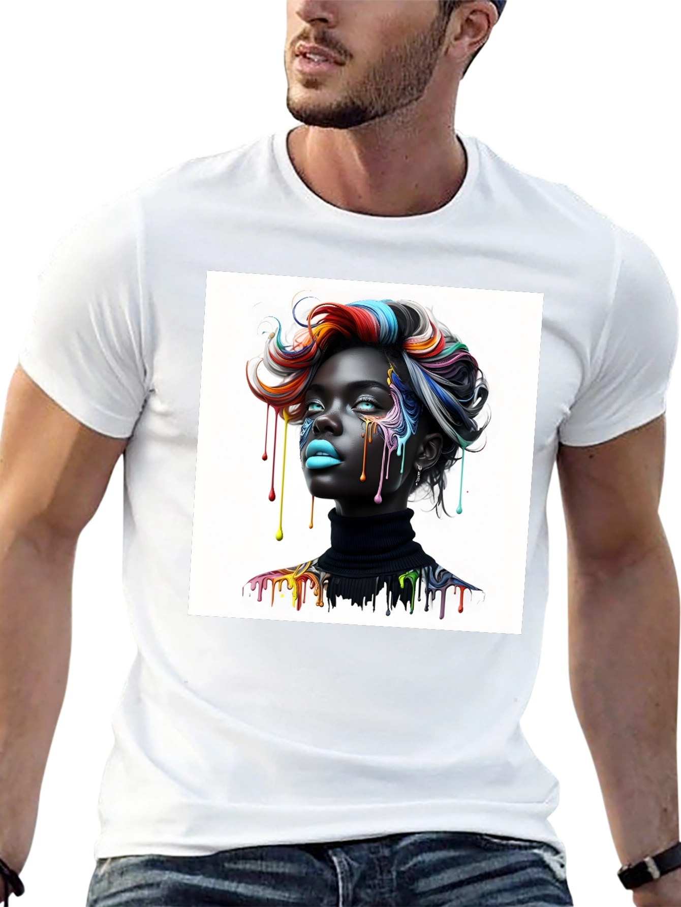Artistic Woman Graphic Tee - Black