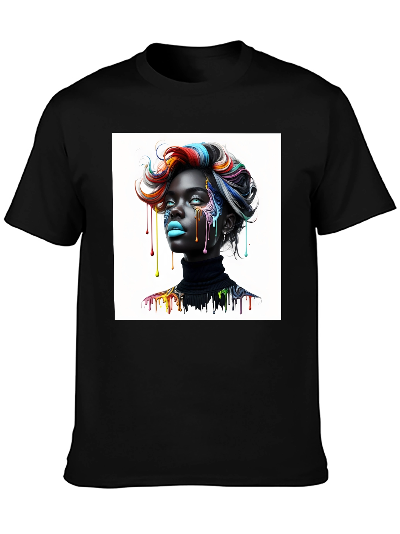 Artistic Woman Graphic Tee - Black