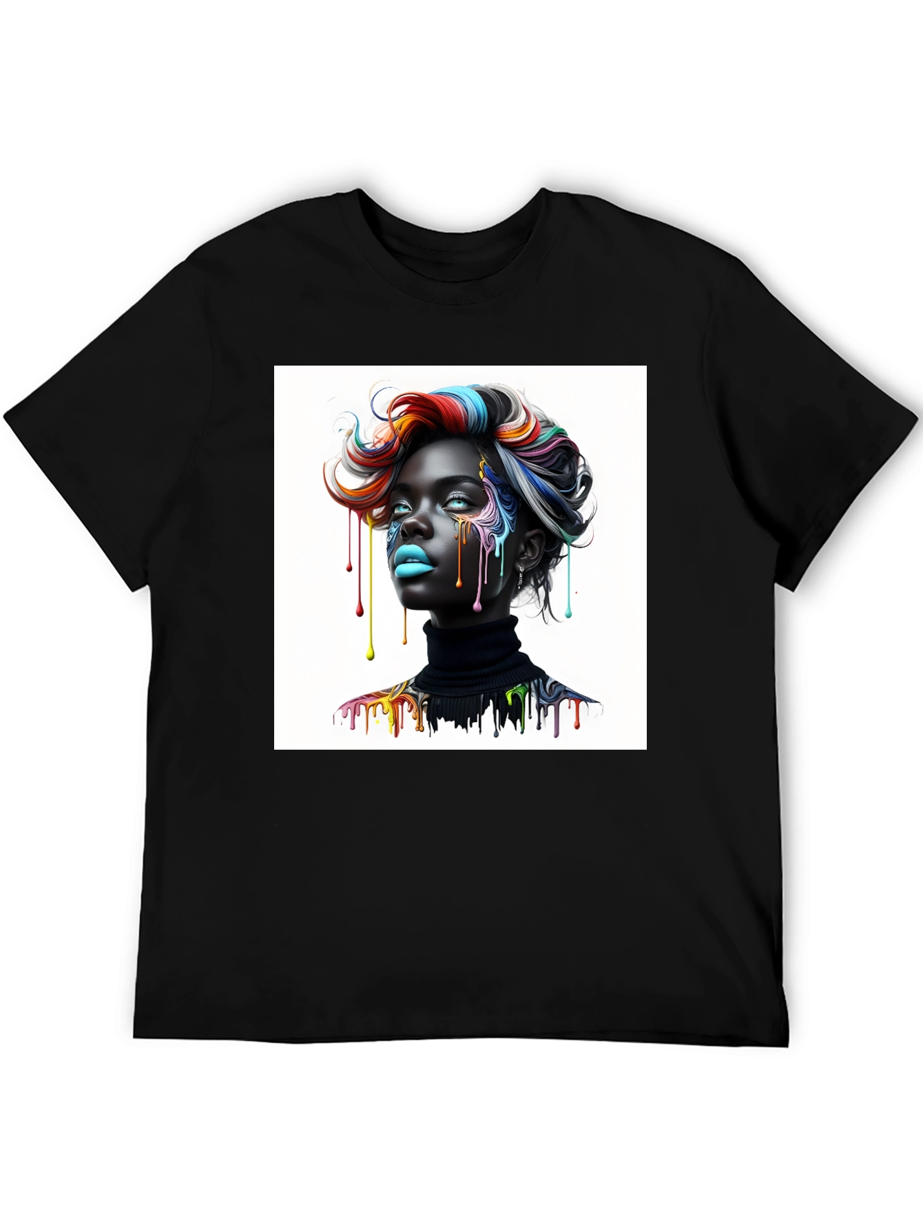 Artistic Woman Graphic Tee - Black