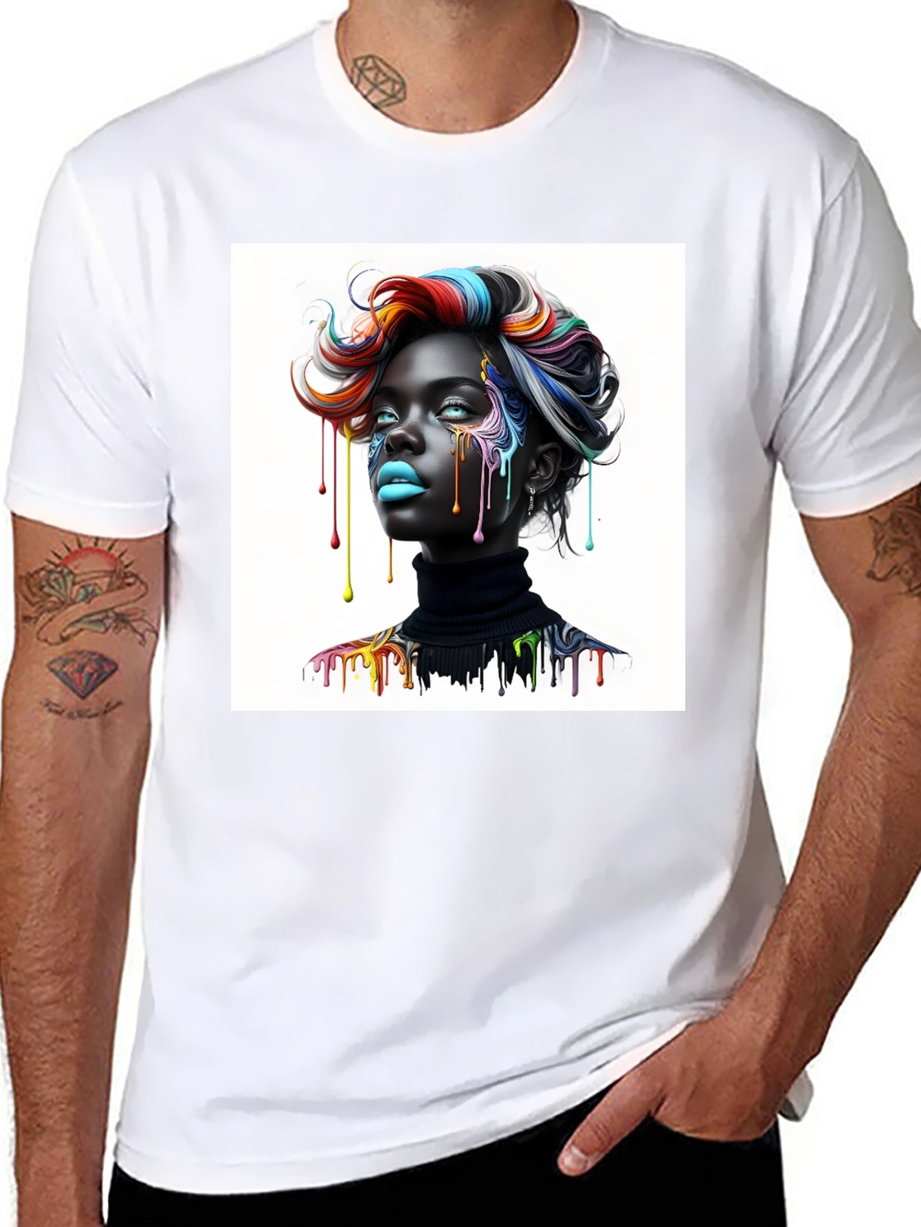 Artistic Woman Graphic Tee - Black