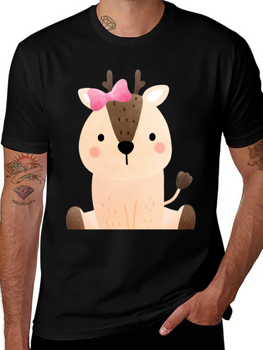 Cute Deer with Bow Graphic T-Shirt