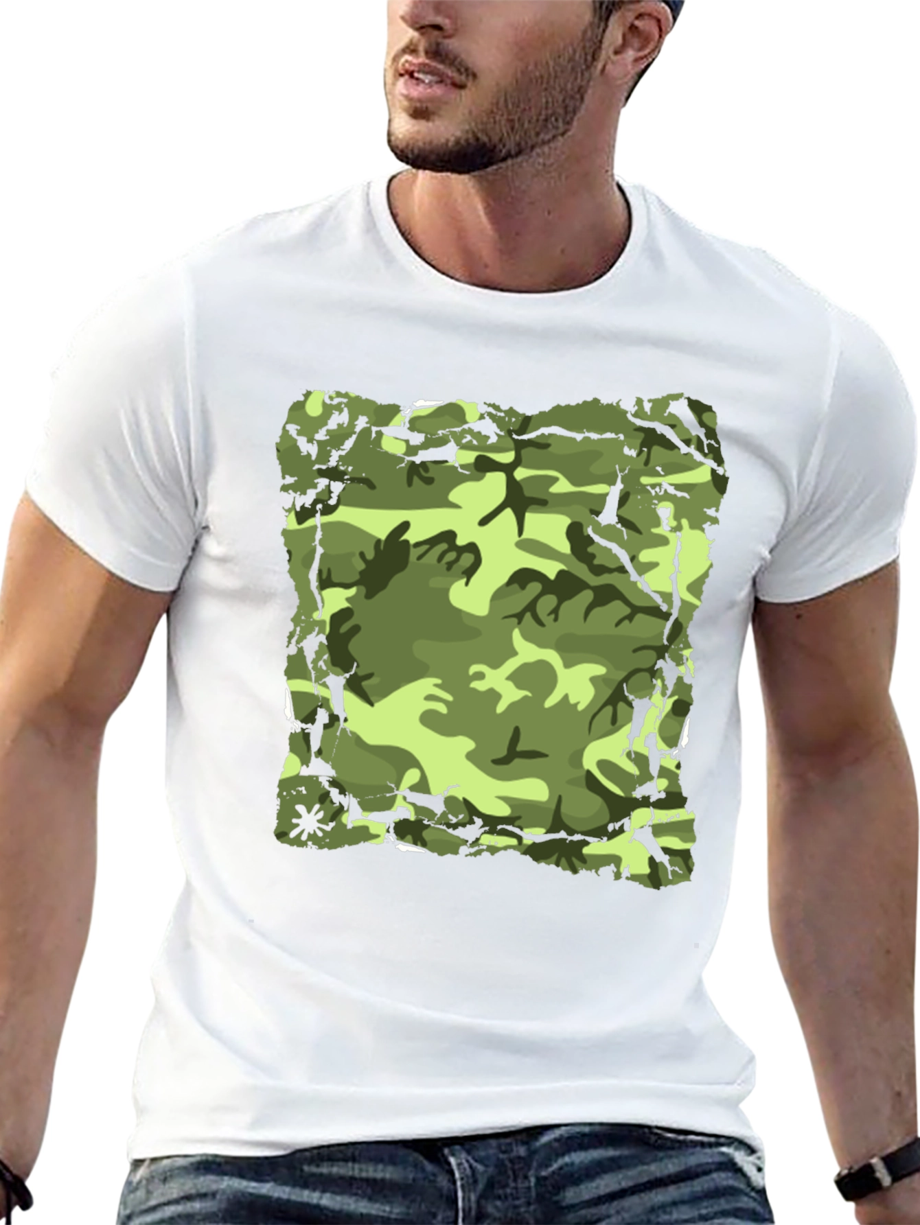 Camo Print Mens Black T-Shirt
