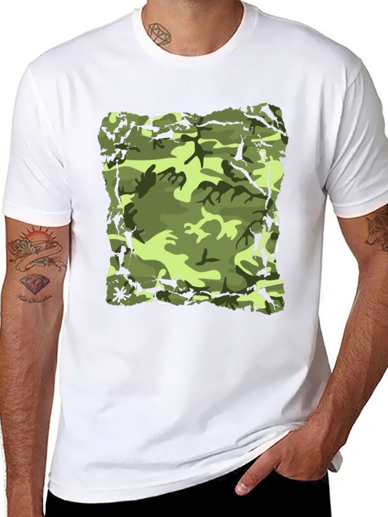 Camo Print Mens Black T-Shirt