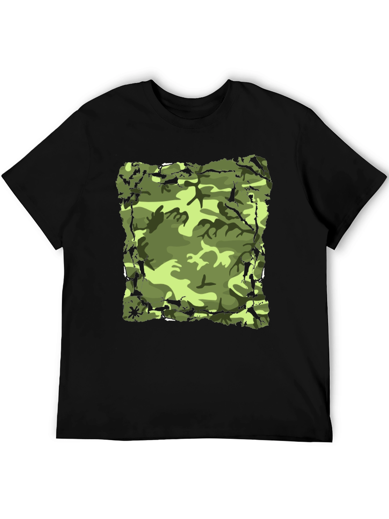 Camo Print Mens Black T-Shirt