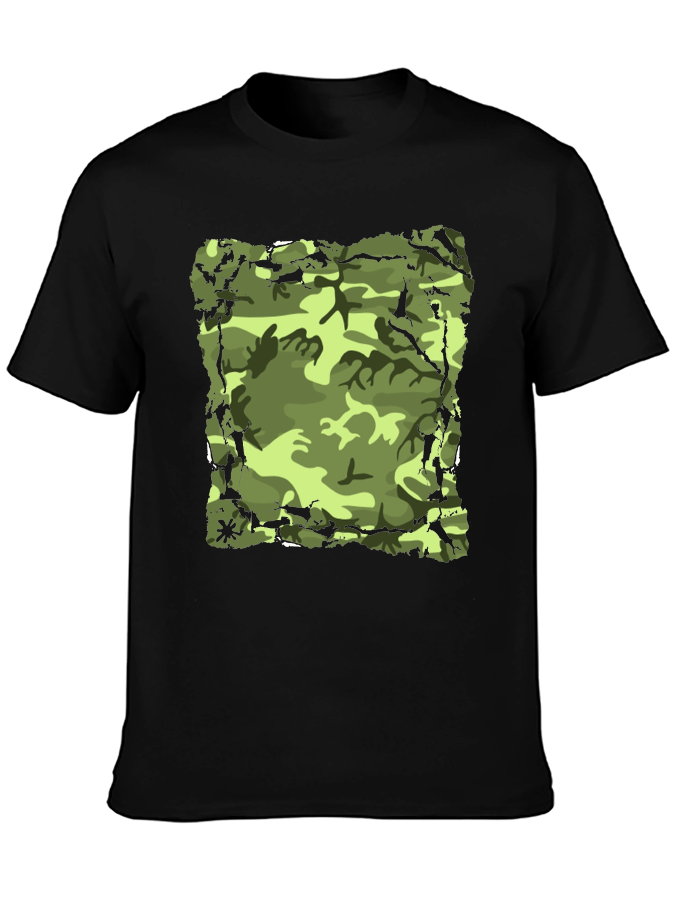 Camo Print Mens Black T-Shirt