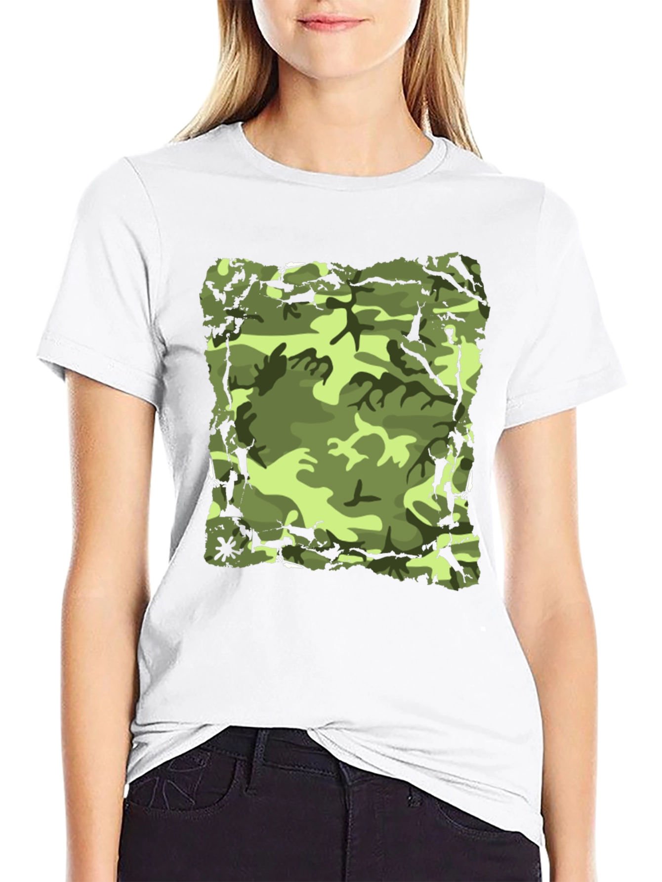 Camo Print Mens Black T-Shirt
