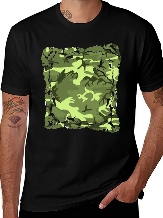 Camo Print Mens Black T-Shirt