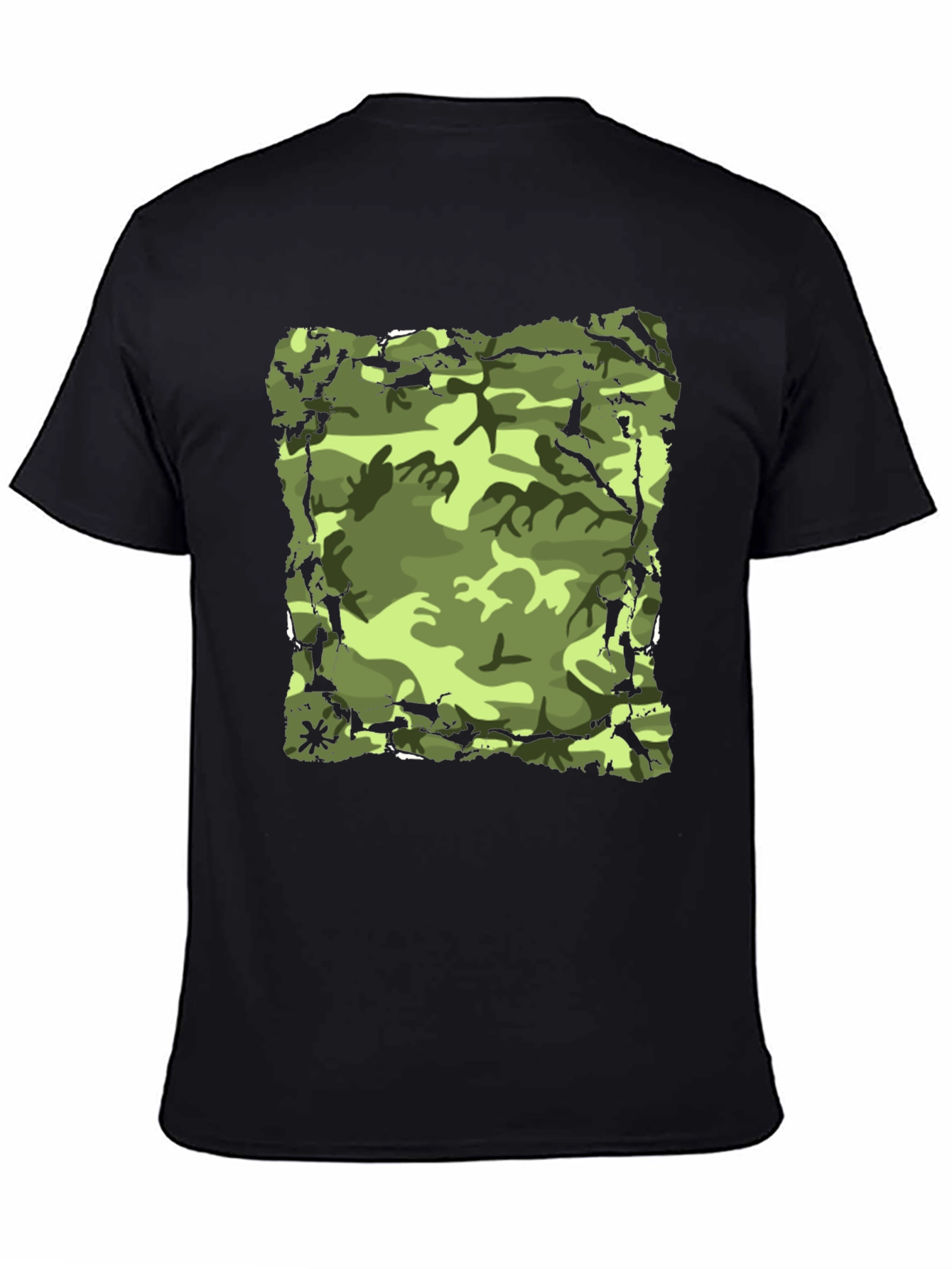 Camo Print Mens Black T-Shirt