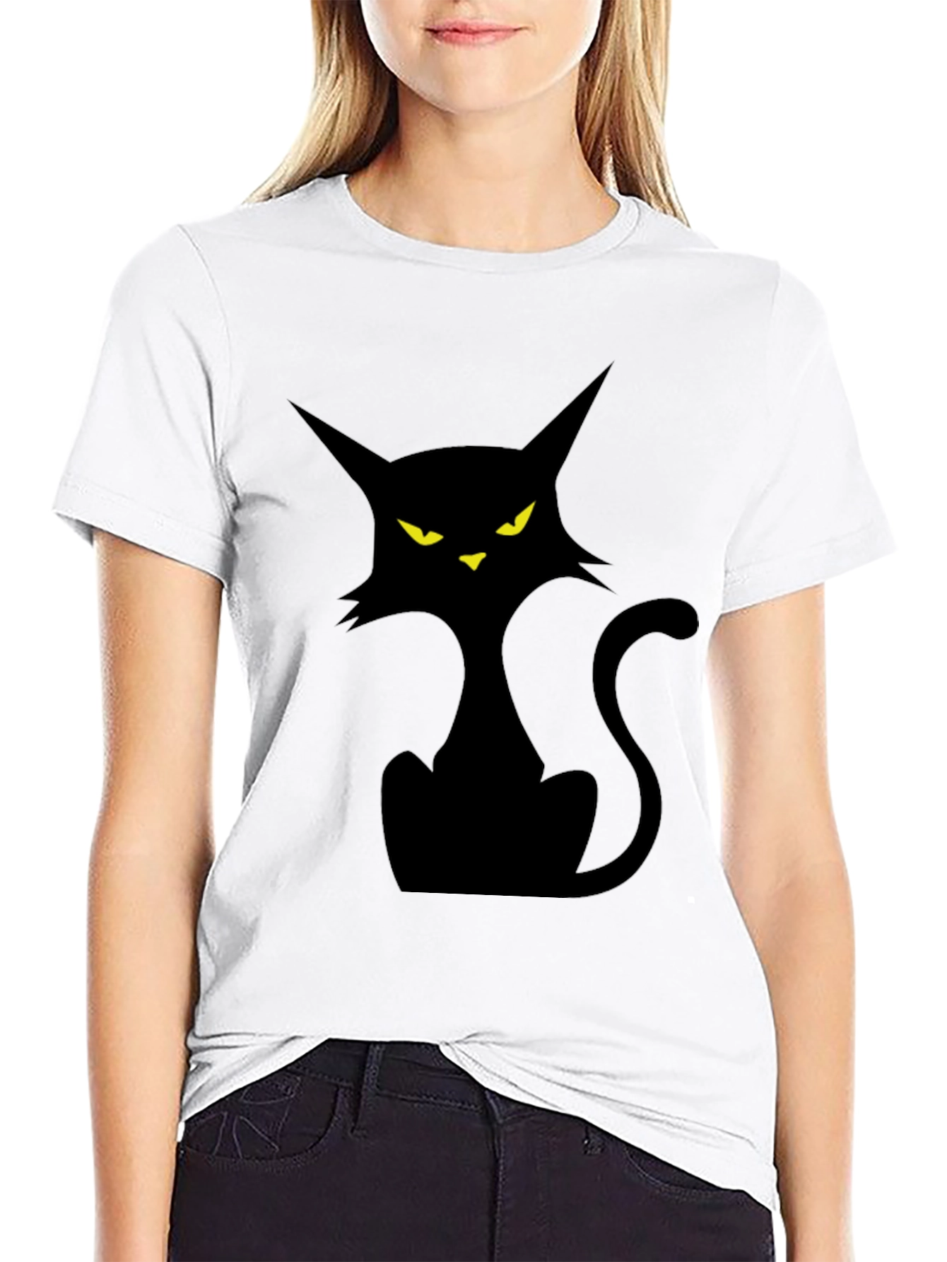 Black Cat Graphic Tee - Spooky Season Style